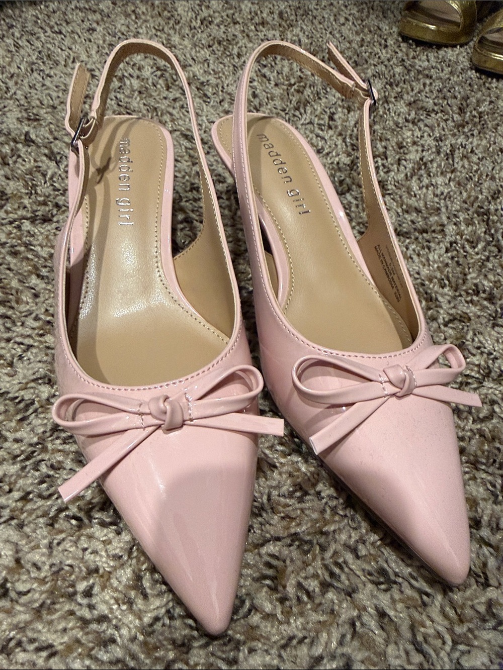 Madden Girl Pink Pointed-Toe Slingback Bow Pumps